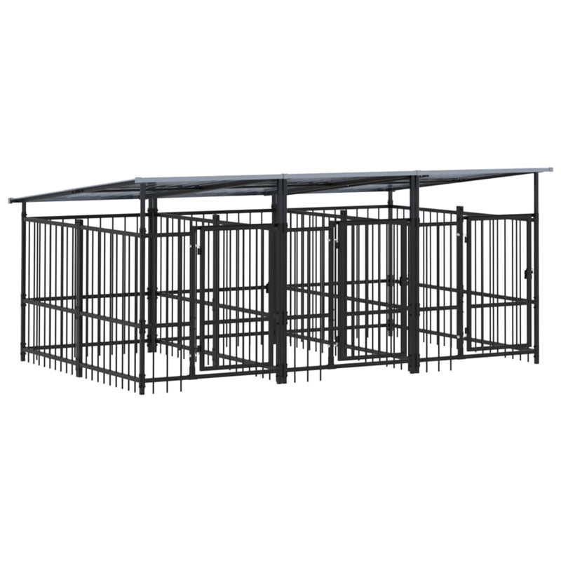 Load image into Gallery viewer, VidaXL Hondenkennel met dak 5,63 m² staal