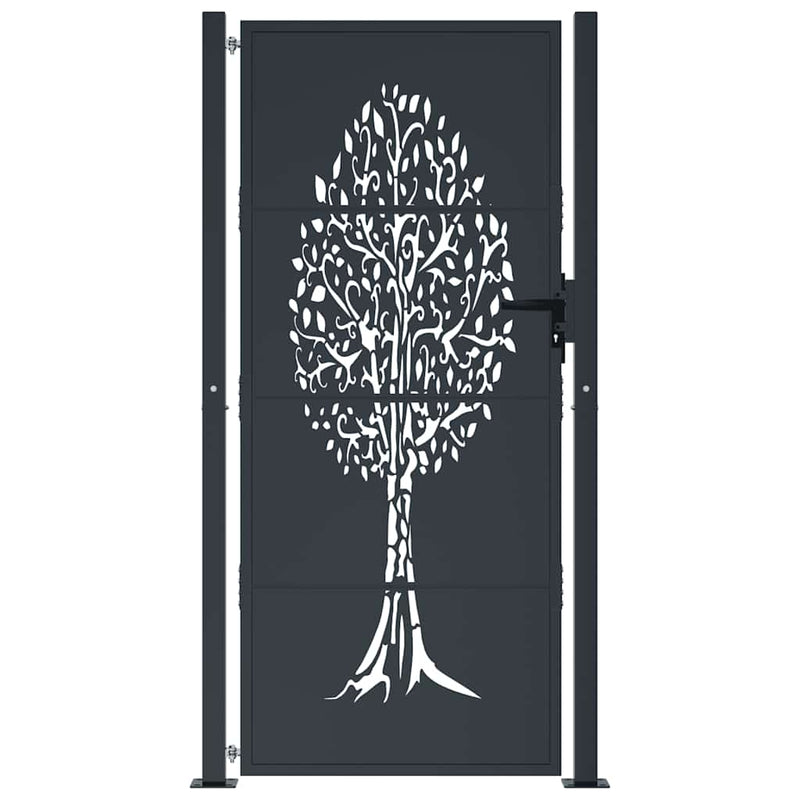 Load image into Gallery viewer, Vidaxl poort 100x200 cm met boomontwerp staal antracietkleurig