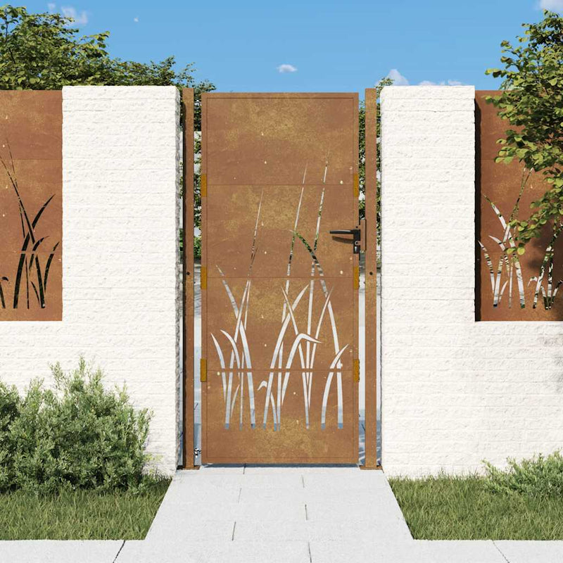 Load image into Gallery viewer, Vidaxl poort grasontwerp 100x175 cm cortenstaal