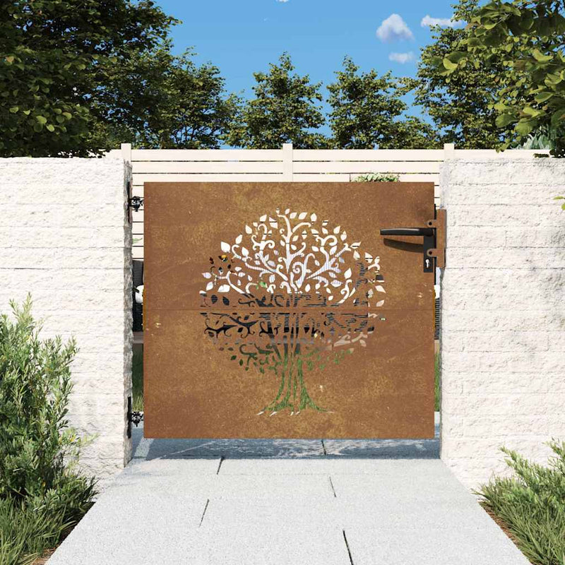 Load image into Gallery viewer, Vidaxl poort 85x75 cm boomontwerp cortenstaal