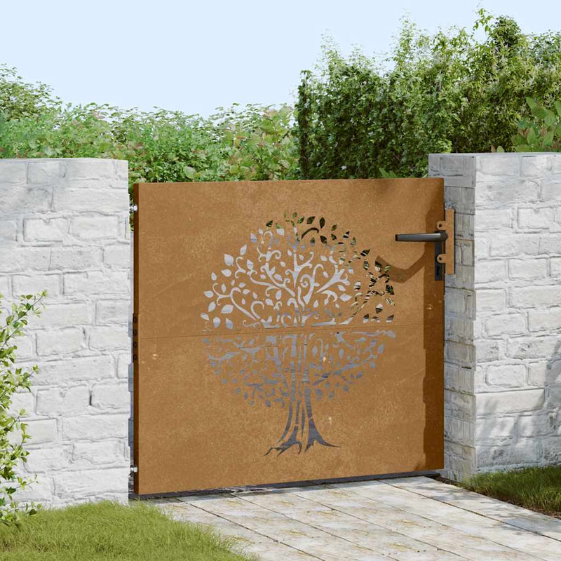 Load image into Gallery viewer, Vidaxl poort 85x100 cm boomontwerp cortenstaal
