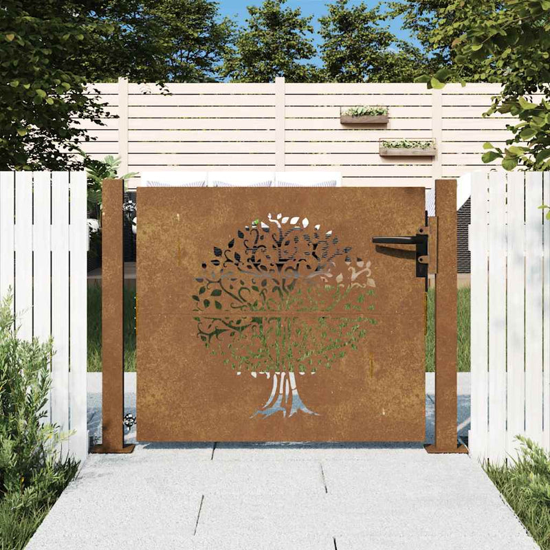 Load image into Gallery viewer, Vidaxl poort 100x75 cm boomontwerp cortenstaal