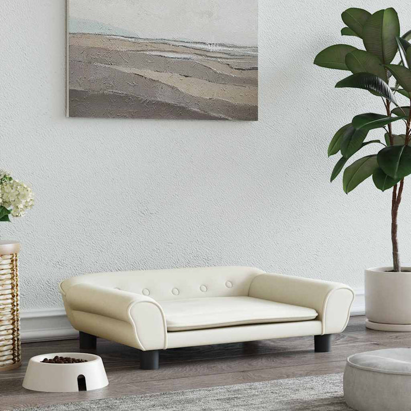 Afbeelding laden in galerijviewer, Vidaxl hondenmand 70x48x22 cm fluweel crèmekleurig