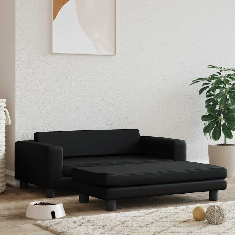 Afbeelding laden in galerijviewer, VidaXL Hondenmand met verlengstuk 100x50x30 cm kunstleer zwart