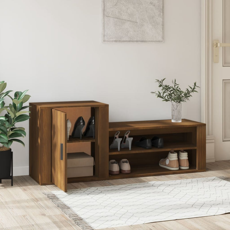 Load image into Gallery viewer, Vidaxl schoenenkast 130x35x54 cm bewerkt hout bruin eikenkleur