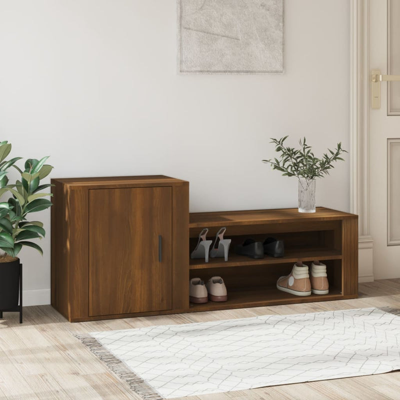 Load image into Gallery viewer, Vidaxl schoenenkast 130x35x54 cm bewerkt hout bruin eikenkleur