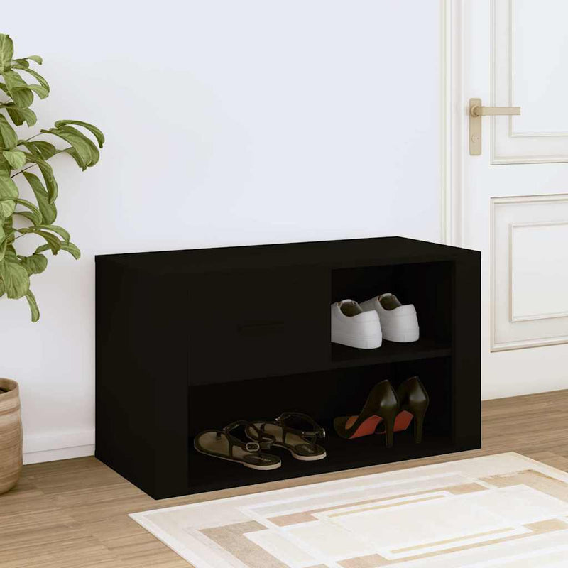 Load image into Gallery viewer, Vidaxl schoenenkast 80x35x45 cm bewerkt hout zwart