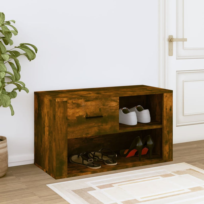 Load image into Gallery viewer, Vidaxl schoenenkast 80x35x45 cm bewerkt hout gerookt eikenkleurig