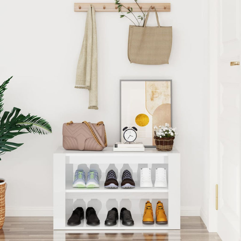 Load image into Gallery viewer, Vidaxl schoenenrek 75x35x45 cm bewerkt hout hoogglans wit