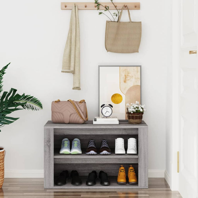 Load image into Gallery viewer, Vidaxl schoenenrek 75x35x45 cm bewerkt hout grijs sonoma eikenkleur