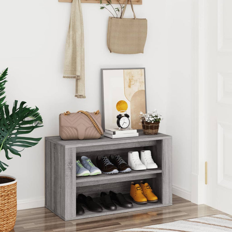Load image into Gallery viewer, Vidaxl schoenenrek 75x35x45 cm bewerkt hout grijs sonoma eikenkleur
