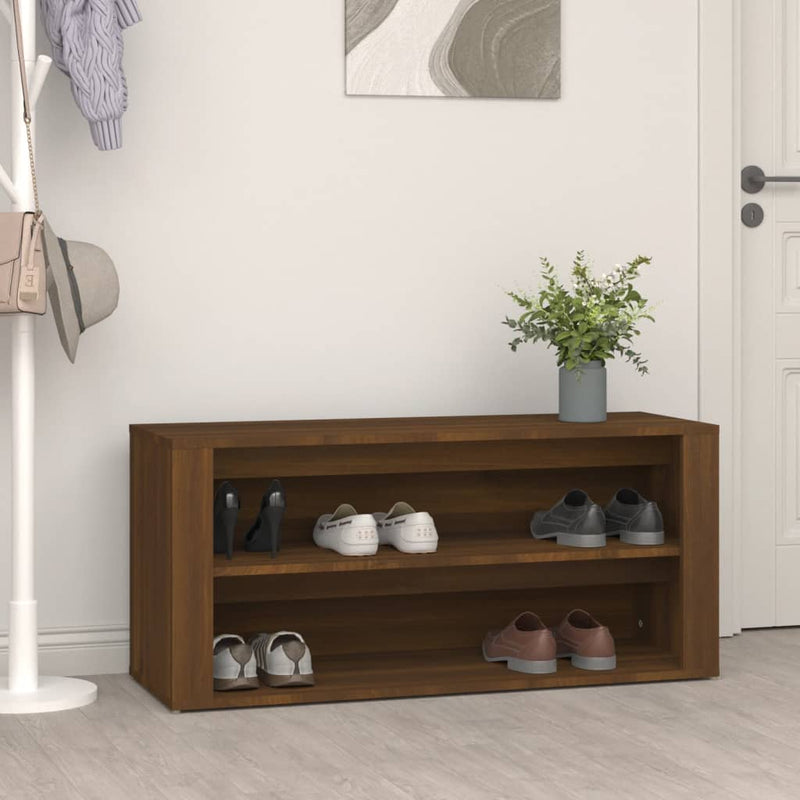 Load image into Gallery viewer, Vidaxl schoenenrek 100x35x45 cm bewerkt hout bruin eikenkleur