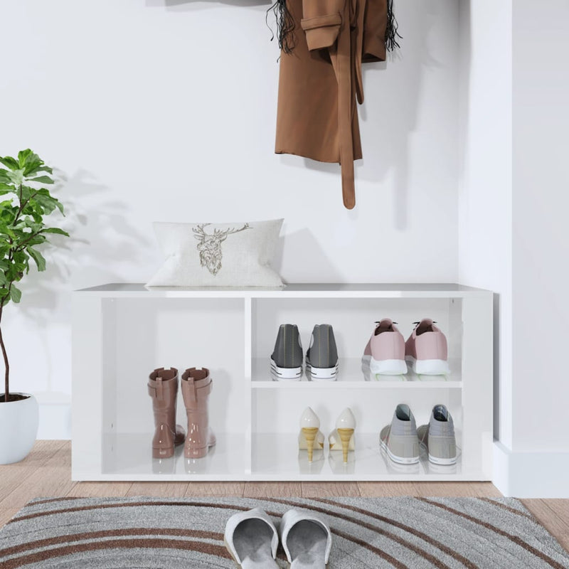 Load image into Gallery viewer, Vidaxl schoenenkast 100x35x45 cm bewerkt hout hoogglans wit