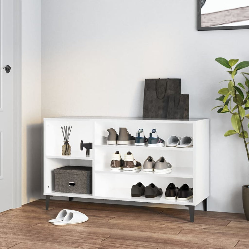 Load image into Gallery viewer, Vidaxl schoenenkast 102x36x60 cm bewerkt hout hoogglans wit