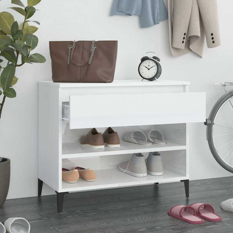 Load image into Gallery viewer, Vidaxl schoenenkast 70x36x60 cm bewerkt hout hoogglans wit