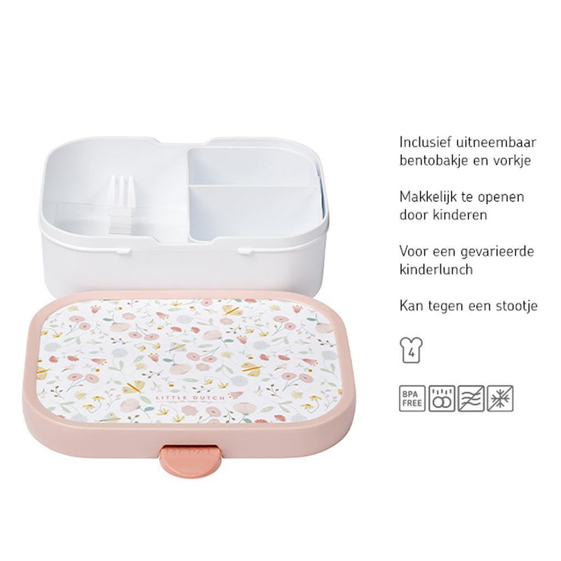 Load image into Gallery viewer, Mepal campus lunchbox little dutch flowers and butterflies roze wit