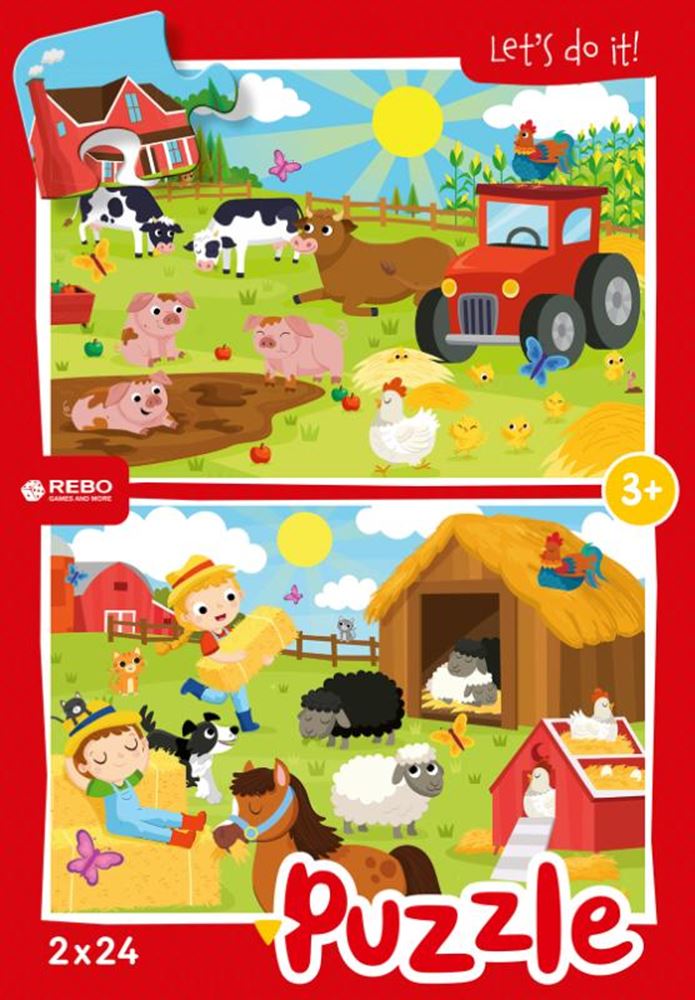 Load image into Gallery viewer, Rebo legpuzzel 2x24 stukjes - farm anima