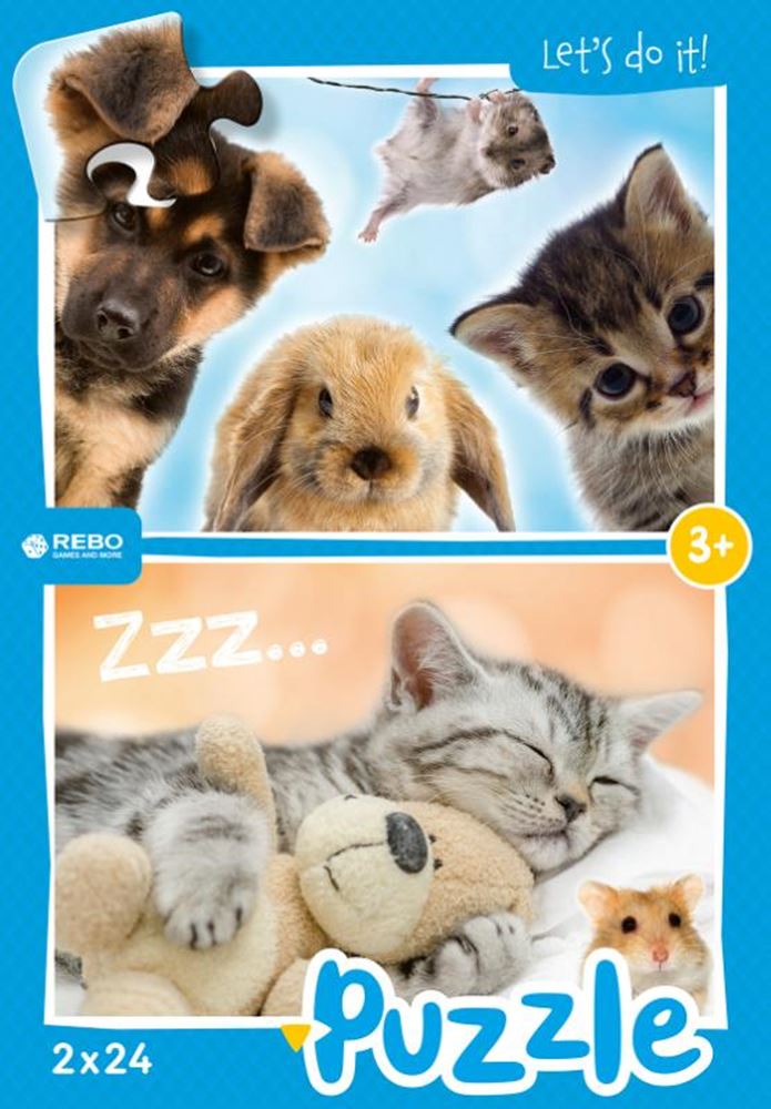 Load image into Gallery viewer, Rebo legpuzzel 2x24 stukjes - baby anima