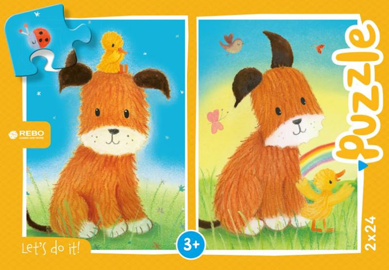 Load image into Gallery viewer, Rebo legpuzzel 2x24 stukjes - dog and du