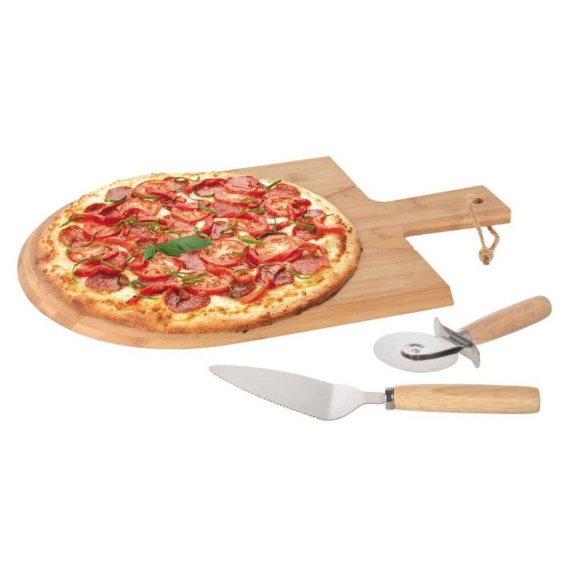 Load image into Gallery viewer, Excellent houseware 3-delige pizzasnijset 43x30 cm bamboe