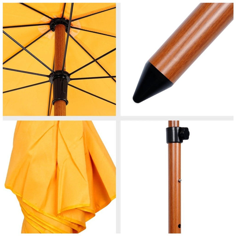 Load image into Gallery viewer, Overige merken parasol met houtlook 220 cm geel
