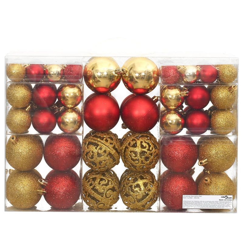 Load image into Gallery viewer, VidaXL Kerstballen 100 st 3 4 6 cm goudkleurig en wijnrood