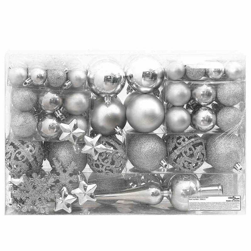 Load image into Gallery viewer, Vidaxl 111-delige kerstballenset polystyreen zilverkleurig