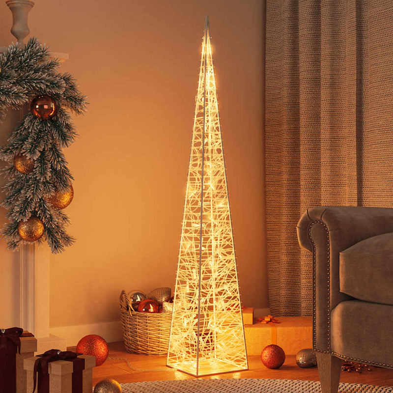 Load image into Gallery viewer, Vidaxl kerstverlichtingskegel met 60 warmwitte led's 120 cm acryl
