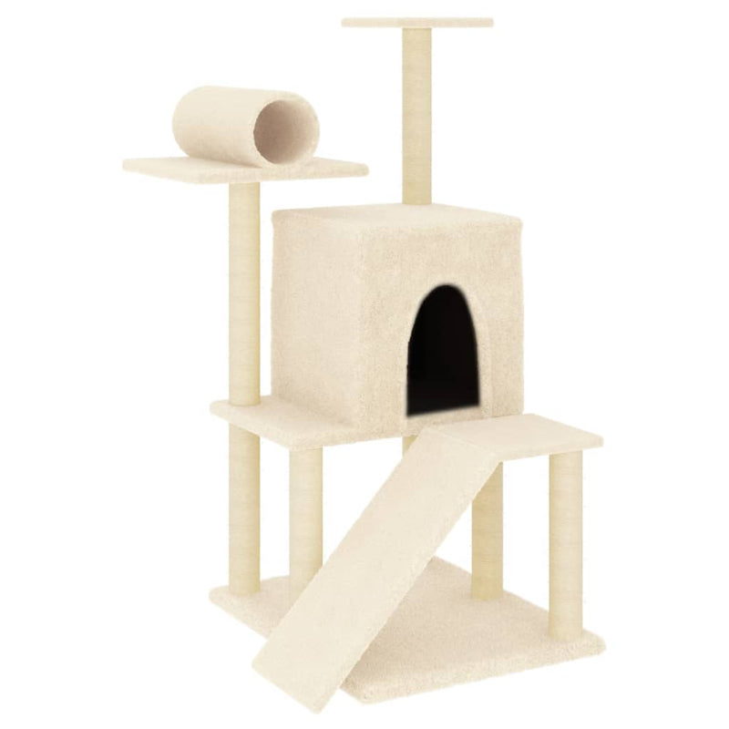 Load image into Gallery viewer, Vidaxl kattenmeubel met sisal krabpalen 110,5 cm crèmekleurig