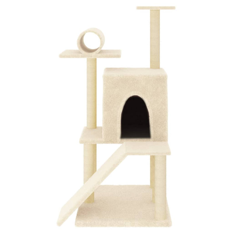 Load image into Gallery viewer, Vidaxl kattenmeubel met sisal krabpalen 110,5 cm crèmekleurig