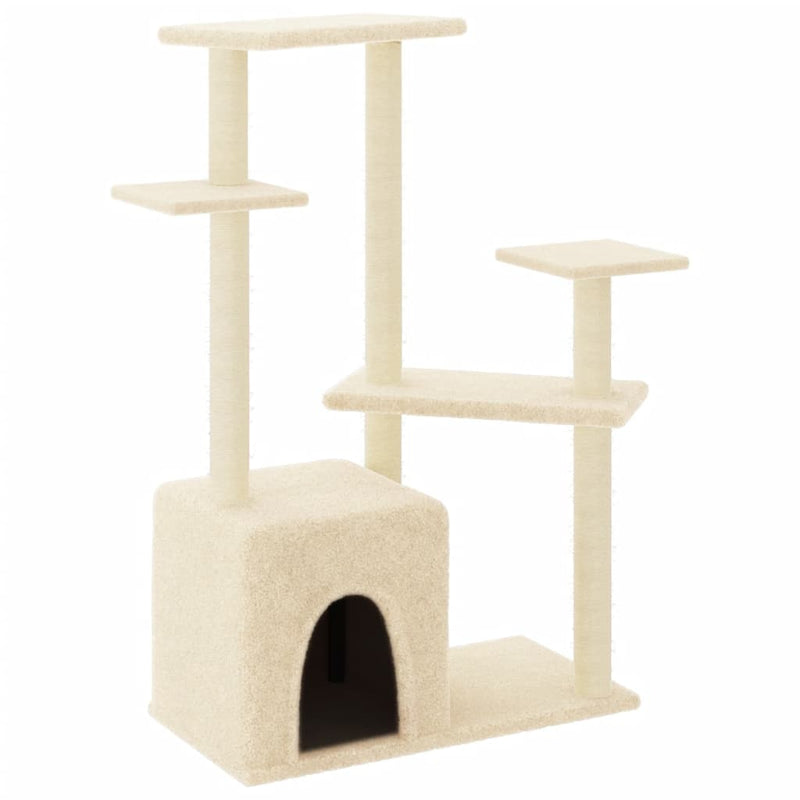 Load image into Gallery viewer, Vidaxl kattenmeubel met sisal krabpalen 107,5 cm crèmekleurig