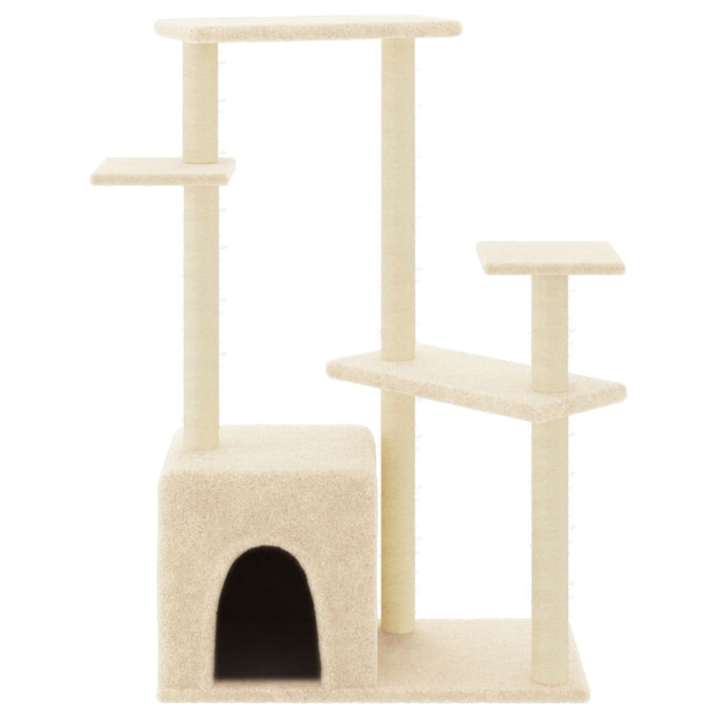 Load image into Gallery viewer, Vidaxl kattenmeubel met sisal krabpalen 107,5 cm crèmekleurig