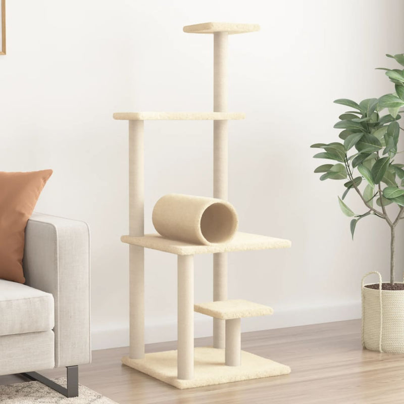 Load image into Gallery viewer, Vidaxl kattenmeubel met sisal krabpalen 136 cm crèmekleurig