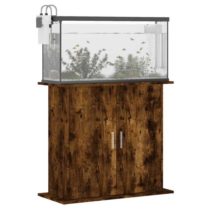 Load image into Gallery viewer, Vidaxl aquariumstandaard 81x36x73 cm bewerkt hout gerookt eikenkleurig