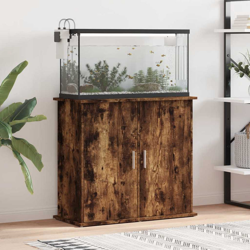 Load image into Gallery viewer, Vidaxl aquariumstandaard 81x36x73 cm bewerkt hout gerookt eikenkleurig