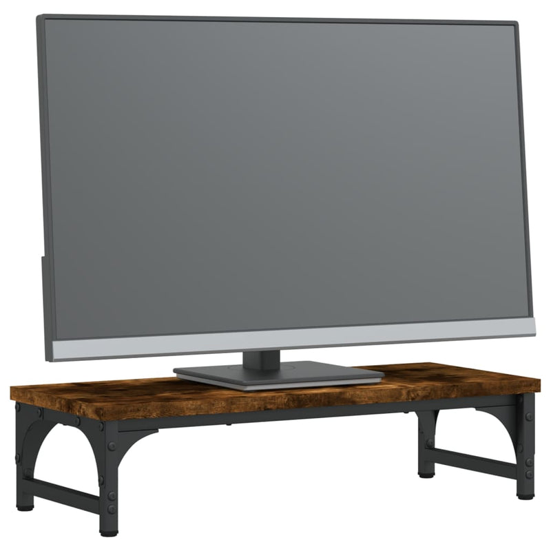 Load image into Gallery viewer, VidaXL Monitorstandaard 55x23x14 cm bewerkt hout gerookt eikenkleurig