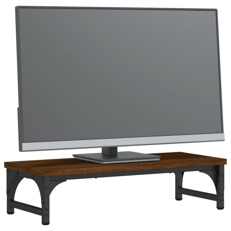 Load image into Gallery viewer, Vidaxl monitorstandaard 55x23x14 cm bewerkt hout bruin eikenkleur