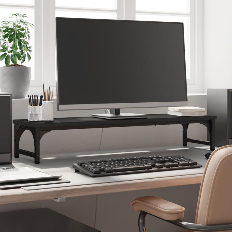 Load image into Gallery viewer, Vidaxl monitorstandaard 85x23x15,5 cm bewerkt hout zwart