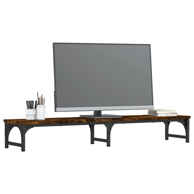Afbeelding laden in galerijviewer, Vidaxl monitorstandaard 105x23x15,5 cm bewerkt hout gerookt eikenkleur