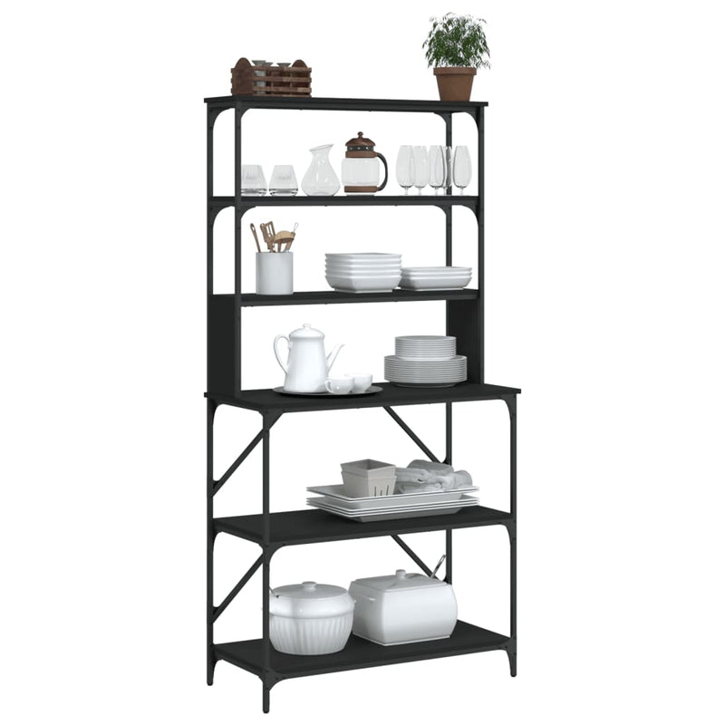 Load image into Gallery viewer, Vidaxl bakkersrek 6-laags 90x40x180 cm bewerkt hout zwart