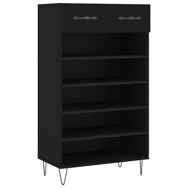 Afbeelding laden in galerijviewer, Vidaxl schoenenkast 60x35x105 cm bewerkt hout zwart