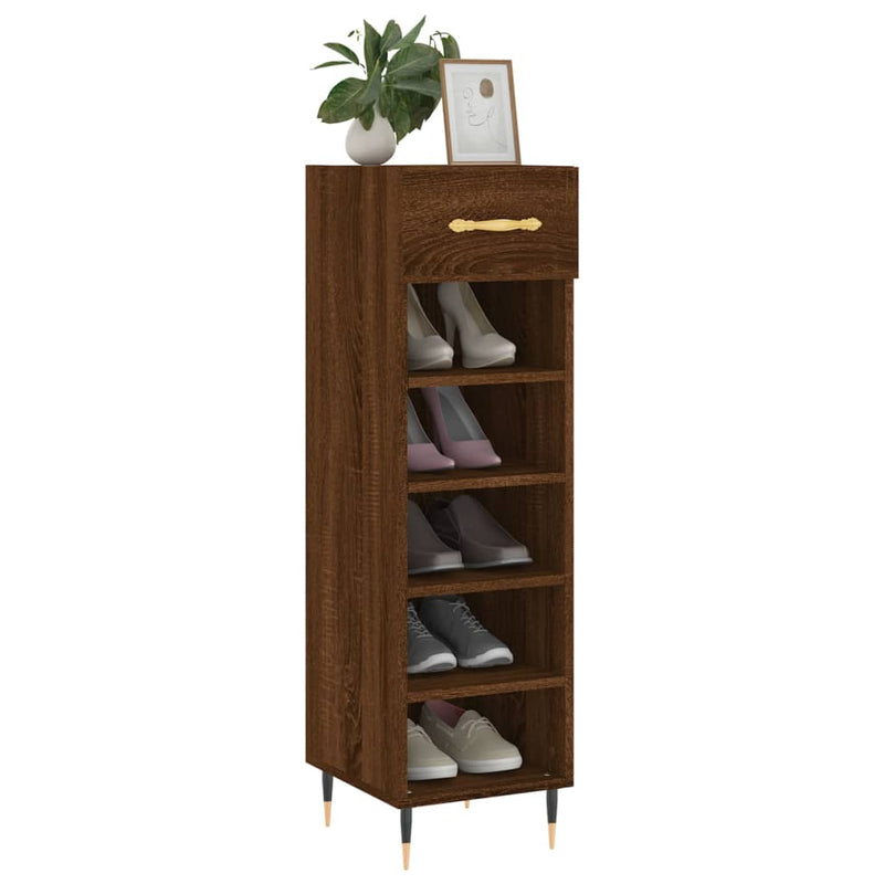 Afbeelding laden in galerijviewer, Vidaxl schoenenkast 30x35x105 cm bewerkt hout bruin eikenkleur