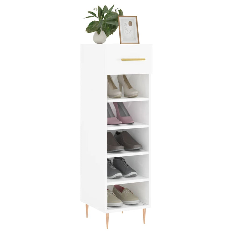 Afbeelding laden in galerijviewer, Vidaxl schoenenkast 30x35x105 cm bewerkt hout hoogglans wit
