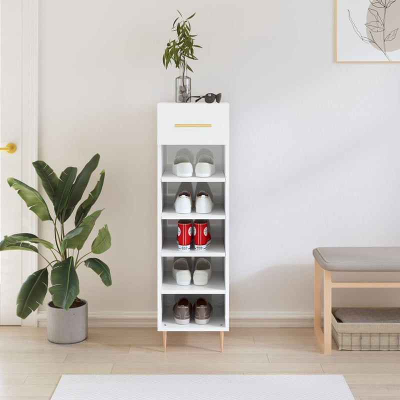 Afbeelding laden in galerijviewer, Vidaxl schoenenkast 30x35x105 cm bewerkt hout hoogglans wit