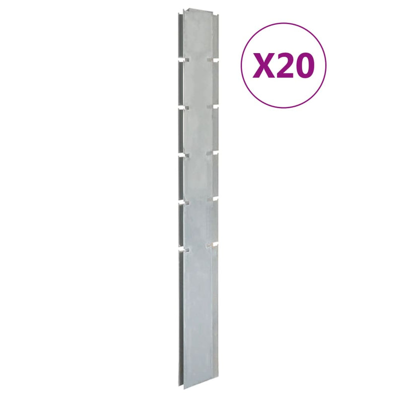 Load image into Gallery viewer, VidaXL Schuttingpalen 20 st 160 cm gegalvaniseerd staal zilverkleurig