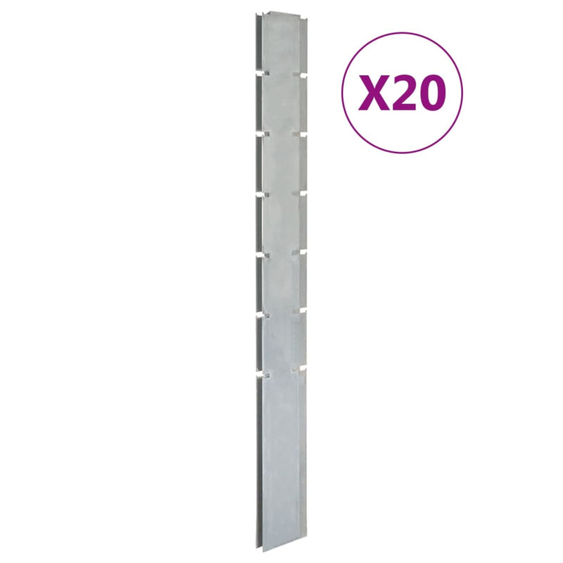 Load image into Gallery viewer, VidaXL Schuttingpalen 20 st 180 cm gegalvaniseerd staal zilverkleurig