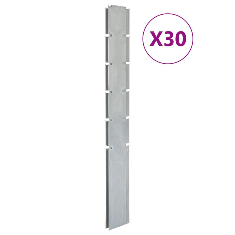 Load image into Gallery viewer, VidaXL Schuttingpalen 30 st 160 cm gegalvaniseerd staal zilverkleurig