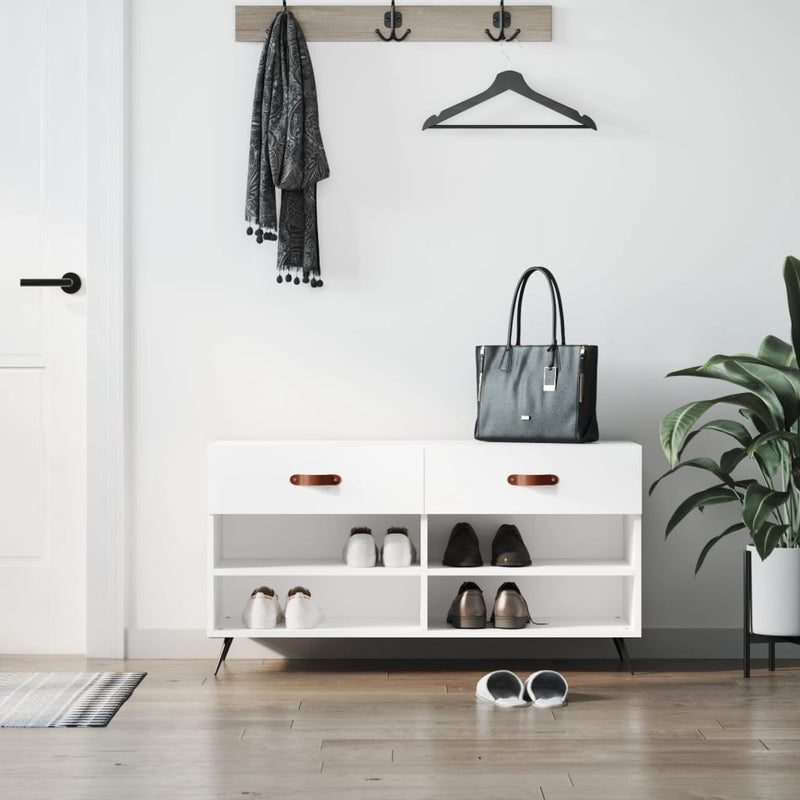 Load image into Gallery viewer, Vidaxl schoenenbank 102x35x55 cm bewerkt hout wit