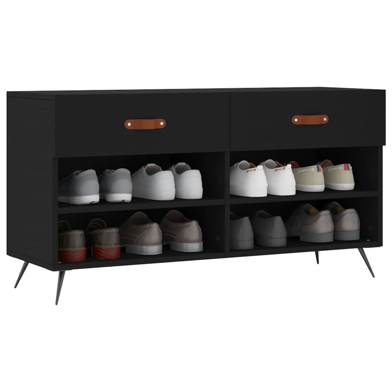 Load image into Gallery viewer, Vidaxl schoenenbank 102x35x55 cm bewerkt hout zwart