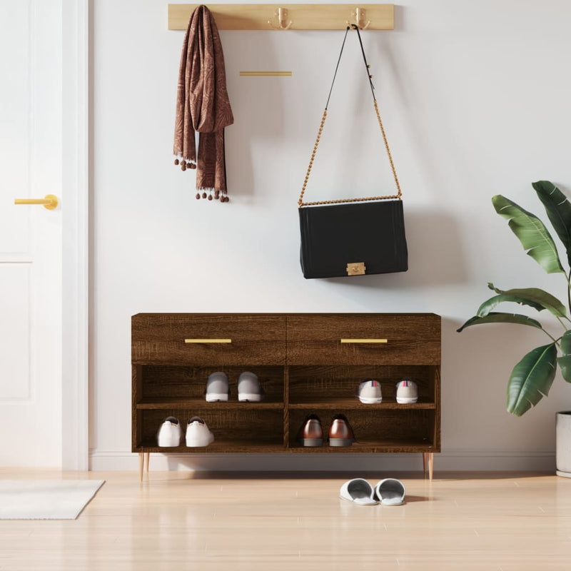 Load image into Gallery viewer, Vidaxl schoenenbank 102x35x55 cm bewerkt hout sonoma eikenkleurig